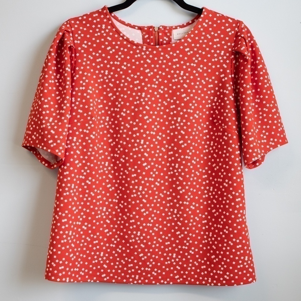 Melloday red with white squares blouse-M